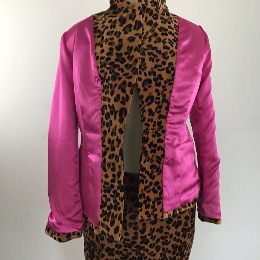 Suzanne Somers Collection vintage? Leopard print skirt suit pink lining … - Picture 10 of 15